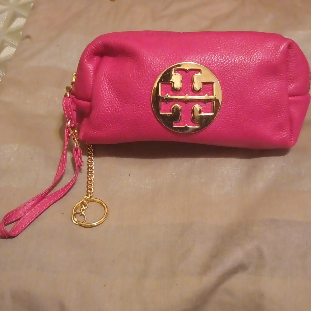 Tory Burch Barbie Pink Wristlet with Logo